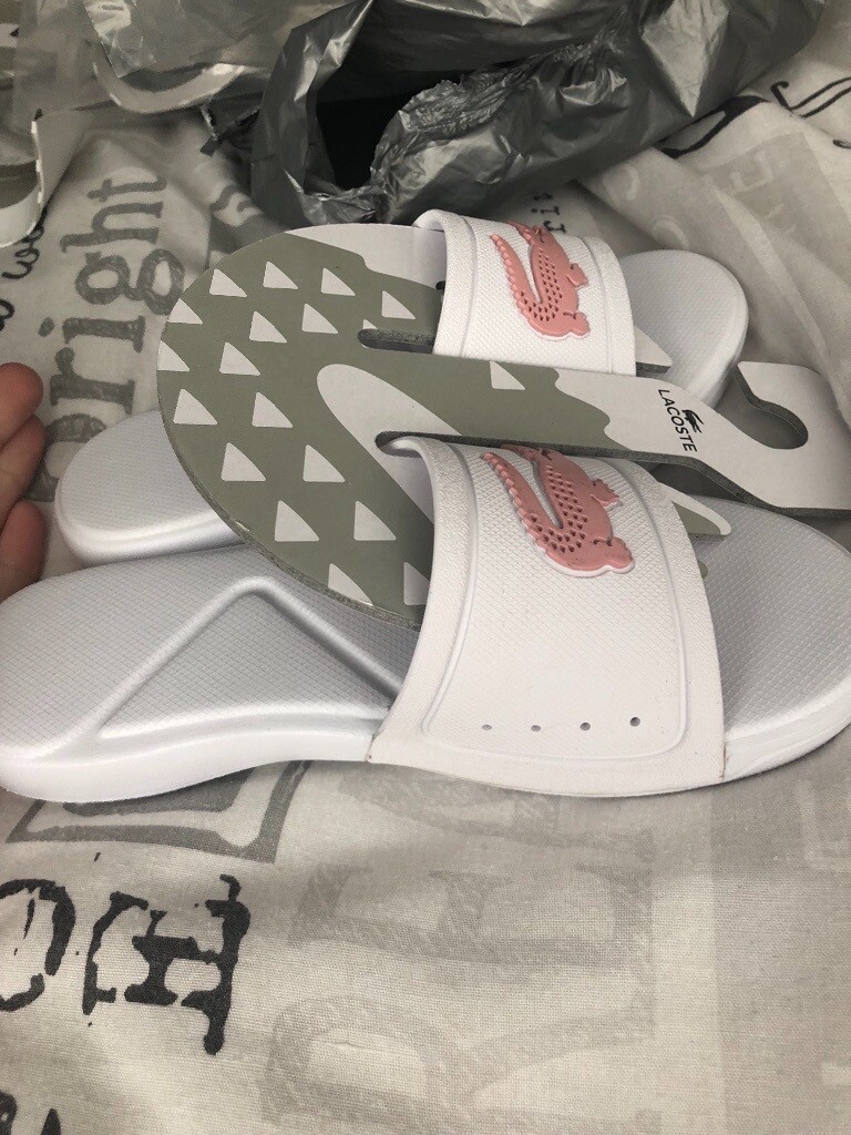 girls lacoste sliders